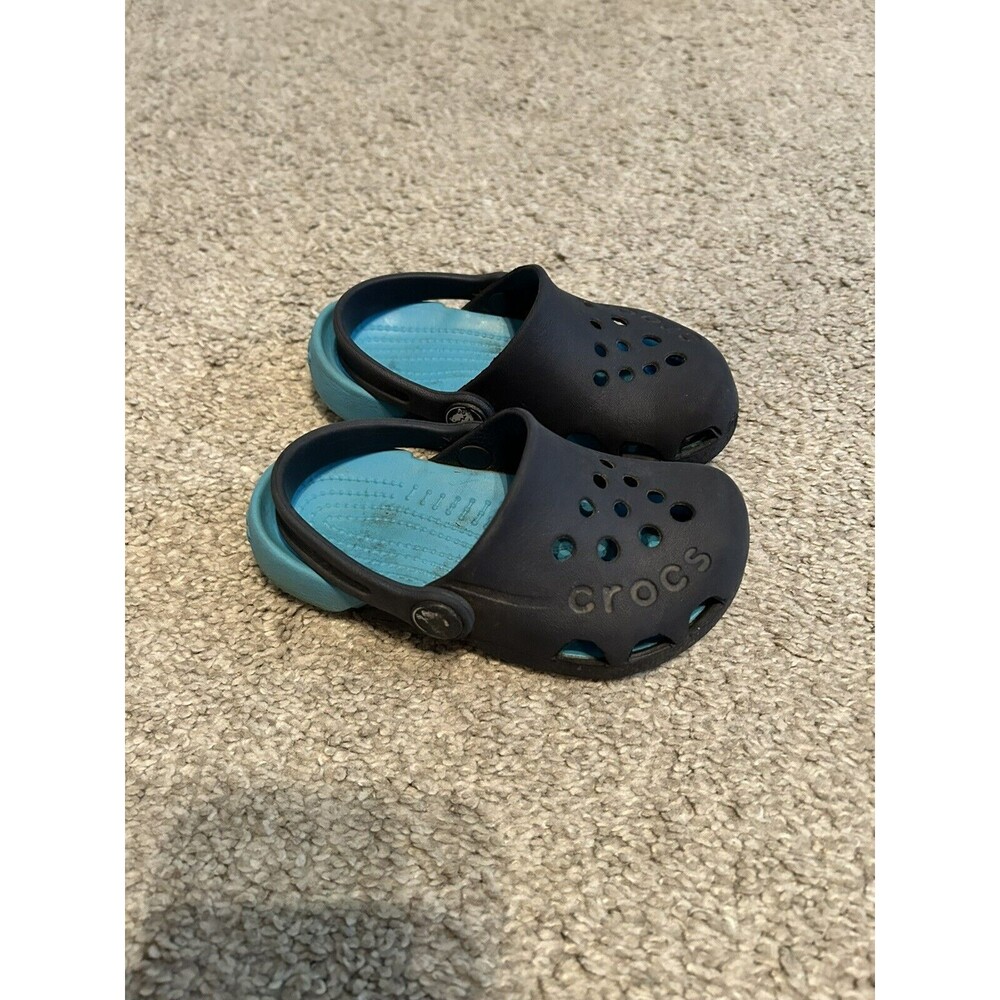 Crocs Kids Classic Clogs Navy Blue Slip On Shoes Size C7